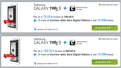 promozione samsung galaxy tab 3 Tablet Incluso per tutti