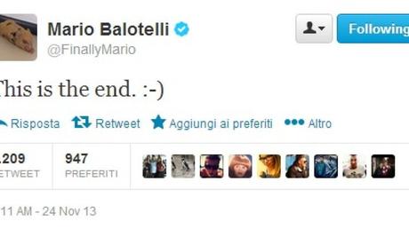 Balotelli Twitter posta: fatto sco.....ia