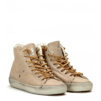 Sneaker alta Leather Crown in pelle effetto washed lato