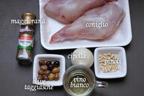 Ingredienti per preparare il coniglio alla ligure