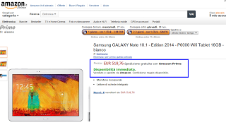 Speciale Promozione Samsung Galaxy Note 10.1 2014 Edition su Amazon Italia