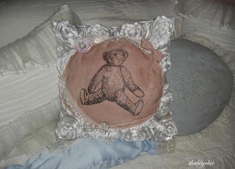 a pillow shabby, with Teddy