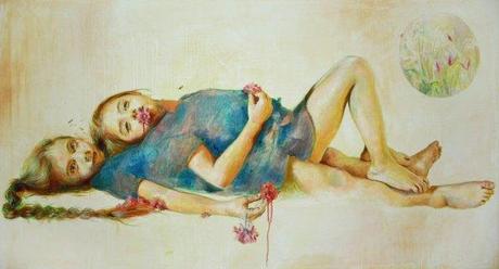 Jara Marzulli, Corpo unico, 2013, acrilico, olio e penna su tela, 70x130 cm