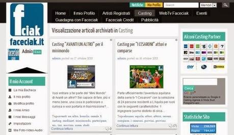 Faceciak.it il Social Network degli artisti e dei settori moda, cinema, tv, canto, ballo