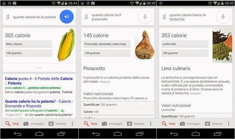 Quante calorie hanno i cibi? chiedetelo a Google Now