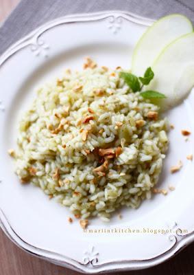 RISOTTO (VEG) CON PESTO DI MENTA, MANDORLE E MELA VERDE