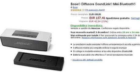 Regalo Natale Bose Diffusore SoundLink Mini Bluetooth Prezzo sottocosto