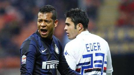 Football Serie A 2013-2014 Inter-Sampdoria Guarin and Eder