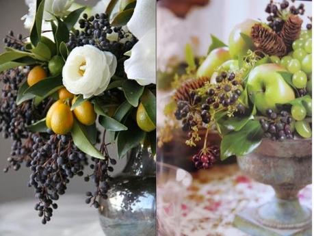 tablescape with fruits and flowers