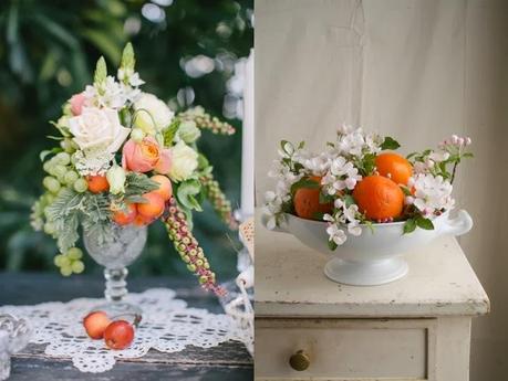 tablescape with fruits and flowers