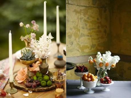 tablescape with fruits and flowers