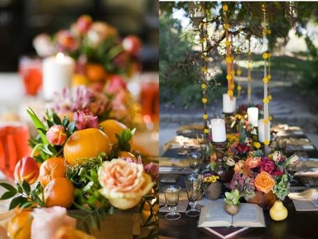 tablescape with fruits and flowers