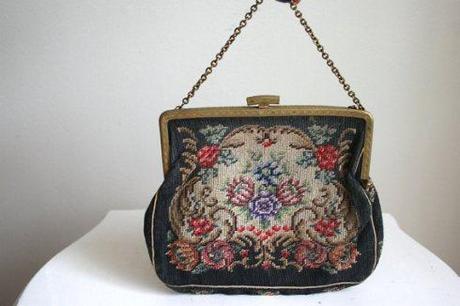 borsa di tappezzeria, tapestry bag, borsa anni 20, etsy, frame