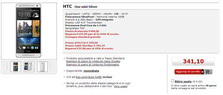 htc one mini silver offerta