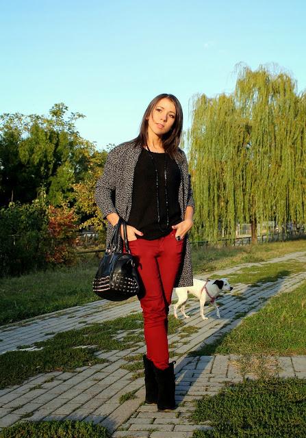 Burgundy trousers