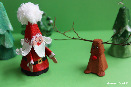 Babbo Natale e Renna con il cartone delle uova – DIY egg carton Santa and reindeer