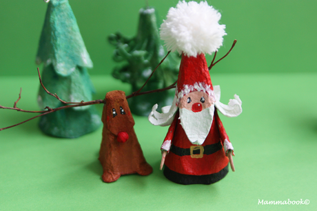 Babbo Natale e Renna con il cartone delle uova – DIY egg carton Santa and reindeer