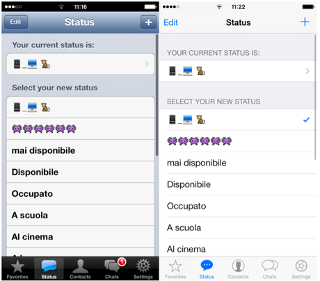 La schermata impostazioni, come le altre schermate non menzionaito un semplice resryle grafico (a destra ios7)