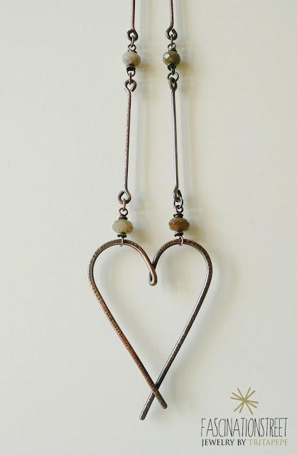 Collana in rame e labradorite - Heart