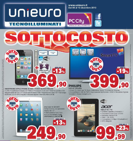 Unieuro [Sfoglia Volantino Unieuro] Ecco il sottocosto di Natale di Unieuro con super offerte e il tablet Surface RT a soli 229€