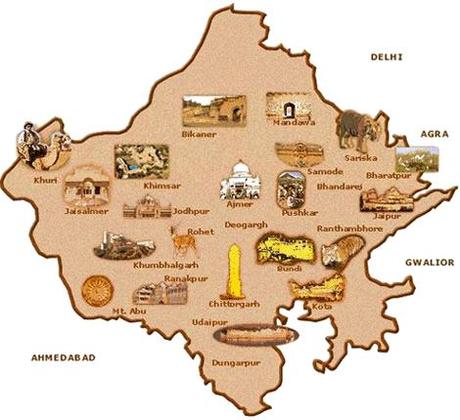 mappa del Rajasthan