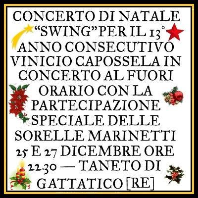 Anche questanno Vinicio Capossela porterÃ  in Emilia il suo particolarissimo Concerto di Natale 2013.