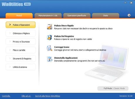 w4nq WinUtilities Professional Edition 10.68 in Italiano: Ottimo programma per velocizzare Windows facilmente