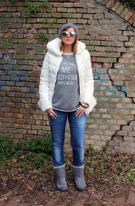 Outfit invernale: piumino bianco e una felpa chic by Lolly Star