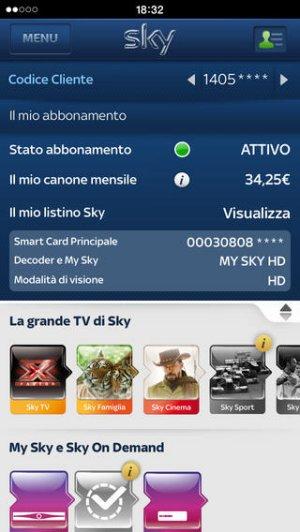Tutte le info dell'Area Clienti Sky nella nuova app disponibile per Iphone