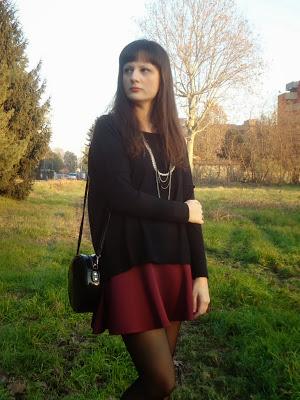 cold day and a burgundy wheel skirt