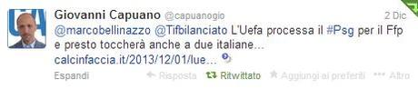 Capuano twett 2 dicembre Stai a vedere che G. Capuano aveva ragione ... Juve, Inter, Milan e Roma richiamate allordine sul Fair Play Finanziario