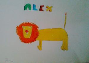 Alex il leone non è mai stato così bello come nel disegno di Olivia