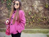 Pink coat.
