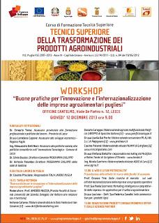 workshop  “Buone pratiche per l’innovazione e l’internazionalizzazione delle imprese agroalimentari pugliesi”