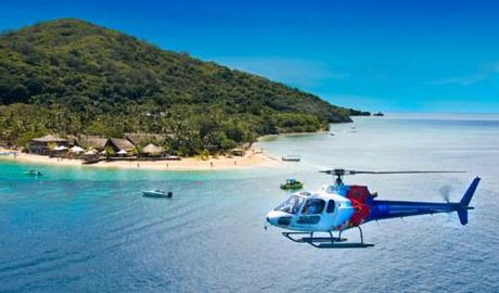 Arrivando a Castaway Island Resort (Mamanuca, Fiji) in Elicottero e' un esperienza indimenticabile