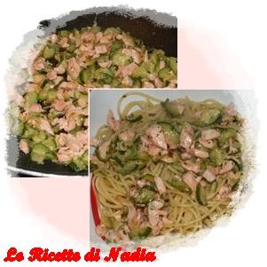 Spaghetti con salmone e zucchine