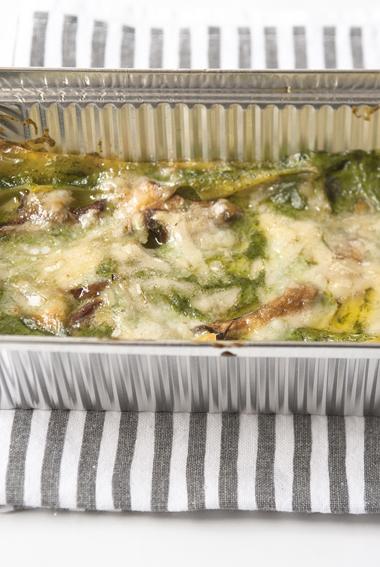 PASTICCIO DI LASAGNE CON PORCINI E CREMA DI SPINACI