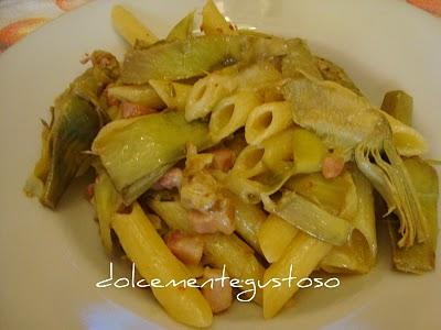 Pennette con carciofi e pancetta