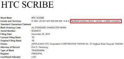 Scribe, sarà questo il nome del tablet pc di htc?