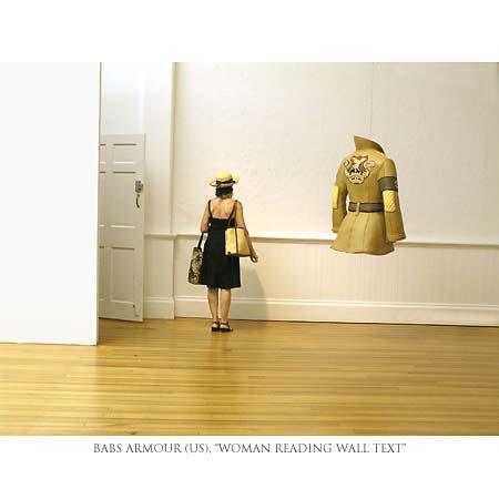 B. Armour. Women reading wall text B. Armour. Women reading wall text