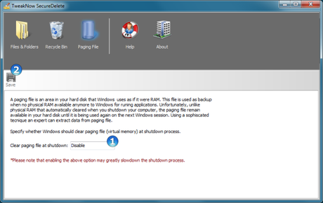 SecureDelete PagingFile Cancellare file in modo permanente e definitivo dal disco fisso con TweakNow SecureDelete