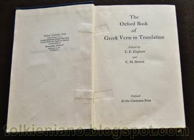 Tolkien e The Oxford Book of Greek Verse in Translation, 1938