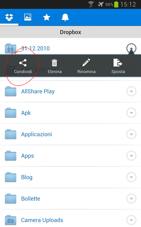 !!! UPDATE!!! Dropbox: introdotta la gestione completa per la condivisione di cartelle. (Smartphone/Tablet)