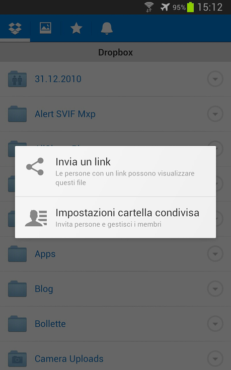 !!! UPDATE!!! Dropbox: introdotta la gestione completa per la condivisione di cartelle. (Smartphone/Tablet)