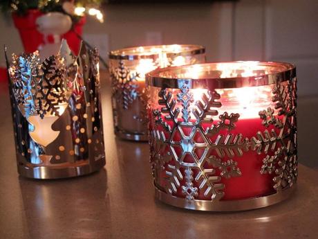 christmas-decor-holiday-candles-with-sleeves-snowflakes-and-christmas-trees