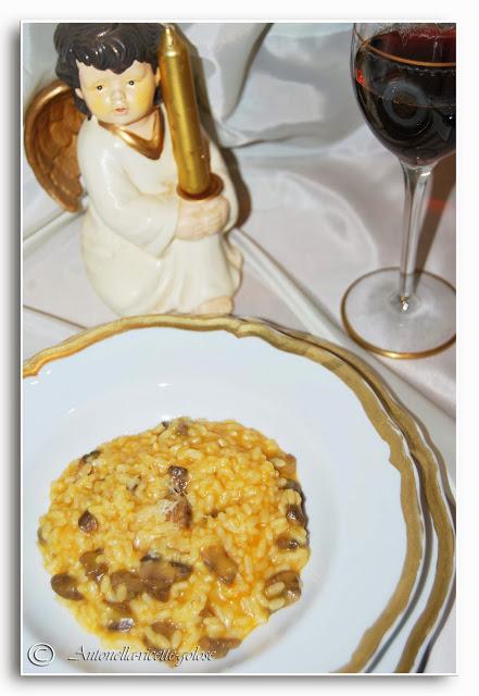 “Risotto con crema di zucca e champignon allo spumante”