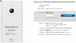 A.A.A: Limited Edition del Nokia Lumia 1520: all'asta su Ebay |Per raccolta fondi finalizzata alla costruzione di un ospedale a Monza