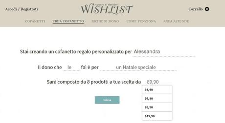 wishlist cofanetto personalizzato