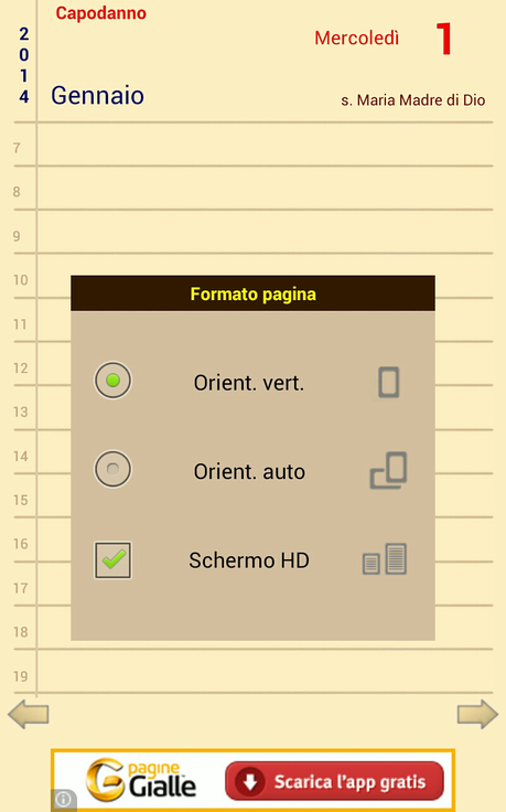 Agenda 2014: una vera e propria agenda tradizionale (Smartphone/Tablet)