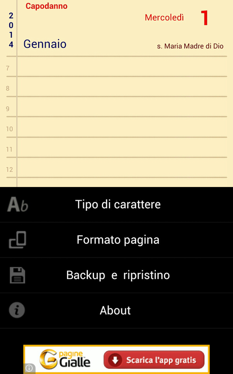 Agenda 2014: una vera e propria agenda tradizionale (Smartphone/Tablet)